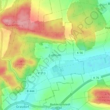 Luttrum topographic map, elevation, terrain