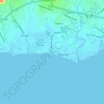 Pooc topographic map, elevation, terrain