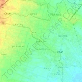 Kedungan topographic map, elevation, terrain