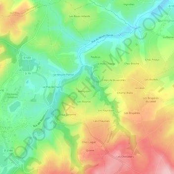 Les Faux topographic map, elevation, terrain