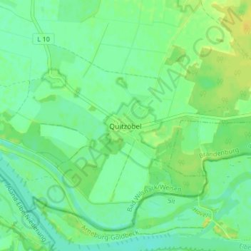 Quitzöbel topographic map, elevation, terrain