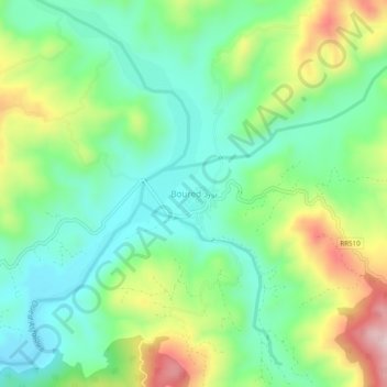 Boured topographic map, elevation, terrain