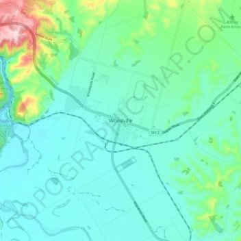 Woodville topographic map, elevation, terrain