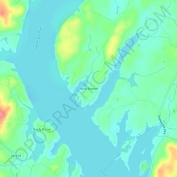 Ware Branch topographic map, elevation, terrain