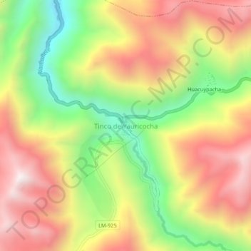 Tinco de Yauricocha topographic map, elevation, terrain