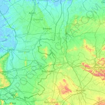 Grafschaft Bentheim topographic map, elevation, terrain