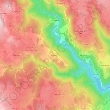 Montager topographic map, elevation, terrain