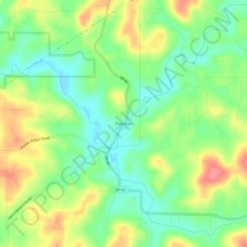 Freeman topographic map, elevation, terrain