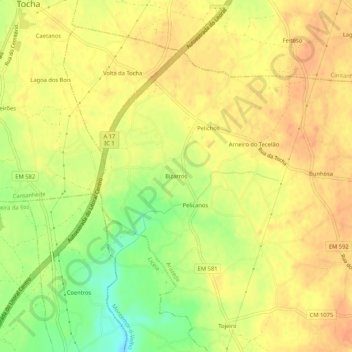 Bizarros topographic map, elevation, terrain
