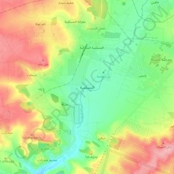 Al-Musallamiye topographic map, elevation, terrain