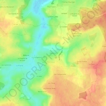 Vinsenon topographic map, elevation, terrain