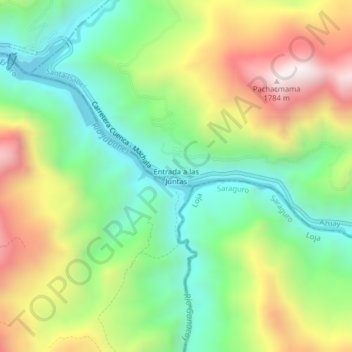 Entrada a las Juntas topographic map, elevation, terrain