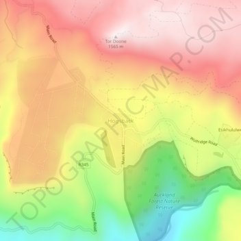 Hogsback topographic map, elevation, terrain