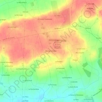 Bonne Fontaine topographic map, elevation, terrain