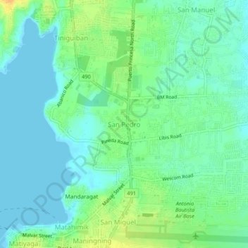 San Pedro topographic map, elevation, terrain