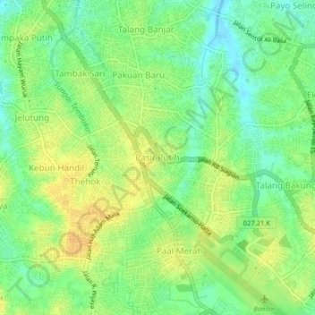 Pasir Putih topographic map, elevation, terrain