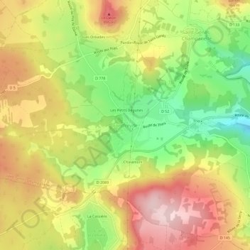 Fontfreyde topographic map, elevation, terrain