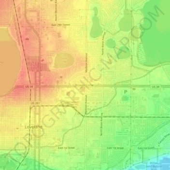 Browns Corner topographic map, elevation, terrain