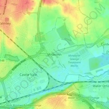 Minworth topographic map, elevation, terrain