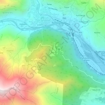 Vena topographic map, elevation, terrain