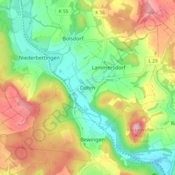 Dohm topographic map, elevation, terrain