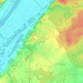 Les Mesliers topographic map, elevation, terrain