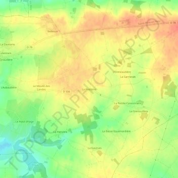 La Poëllerie topographic map, elevation, terrain
