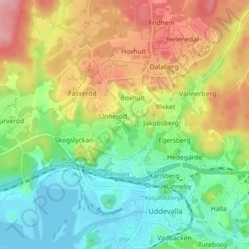 Ramneröd topographic map, elevation, terrain