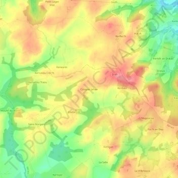 Cosquer Jehan topographic map, elevation, terrain