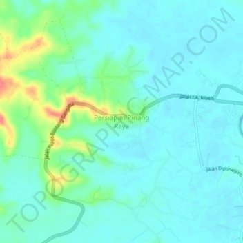 Persiapan Pinang Raya topographic map, elevation, terrain