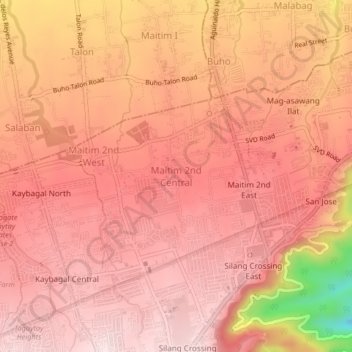 Maitim 2nd Central topographic map, elevation, terrain