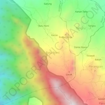 Batu Noni topographic map, elevation, terrain