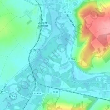 Les Grosses Terres topographic map, elevation, terrain