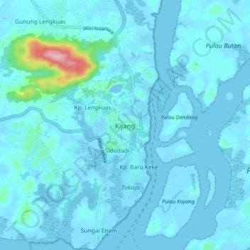 Kijang topographic map, elevation, terrain