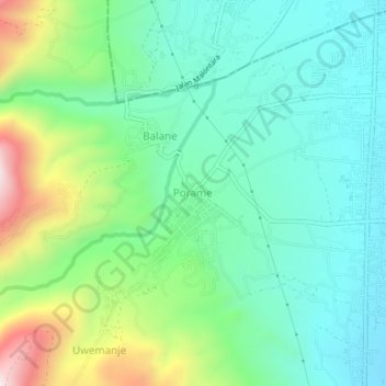 Porame topographic map, elevation, terrain