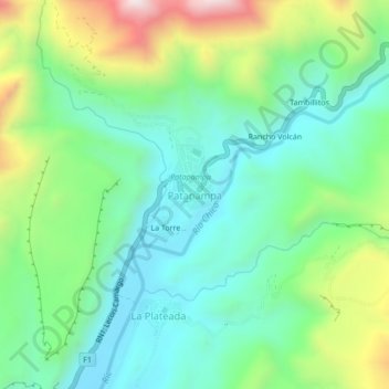 Patapampa topographic map, elevation, terrain