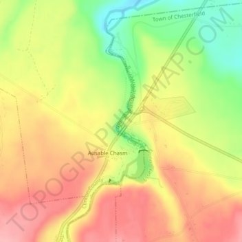 AuSable Chasm topographic map, elevation, terrain