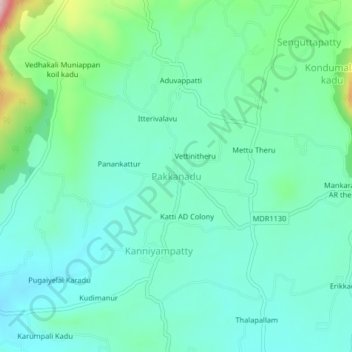 Pakkanadu topographic map, elevation, terrain
