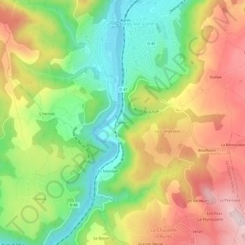 Tachon topographic map, elevation, terrain