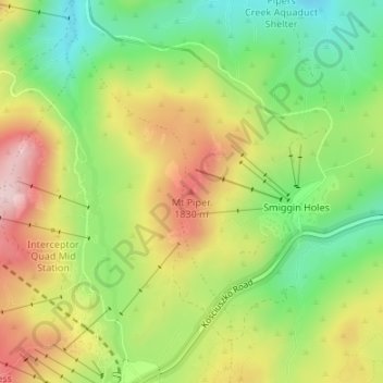 Mt Piper topographic map, elevation, terrain