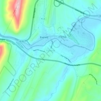Earlston topographic map, elevation, terrain