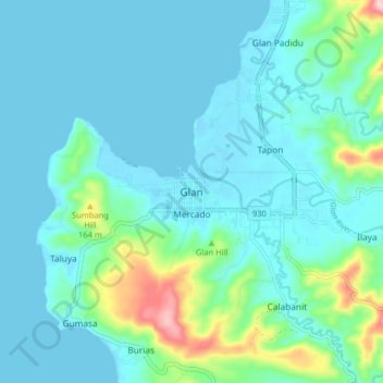 Glan topographic map, elevation, terrain