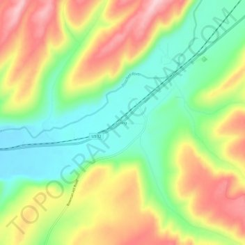 Long topographic map, elevation, terrain