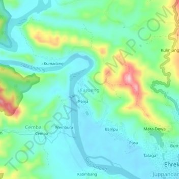 Karueng topographic map, elevation, terrain
