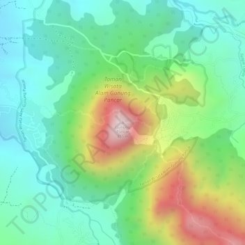 Gunung Pancar topographic map, elevation, terrain