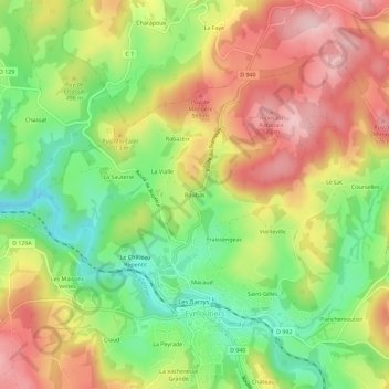 Boubas topographic map, elevation, terrain