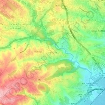 Swayah topographic map, elevation, terrain