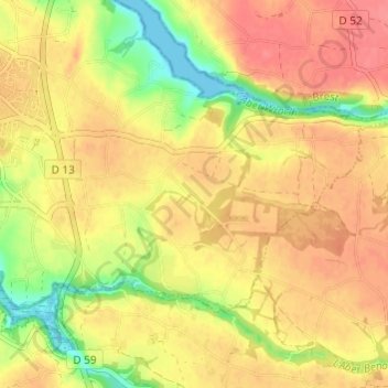 Langaer topographic map, elevation, terrain