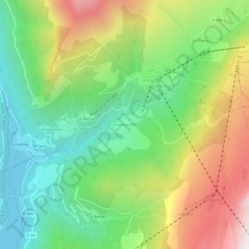 L'Enversin d'Oz topographic map, elevation, terrain