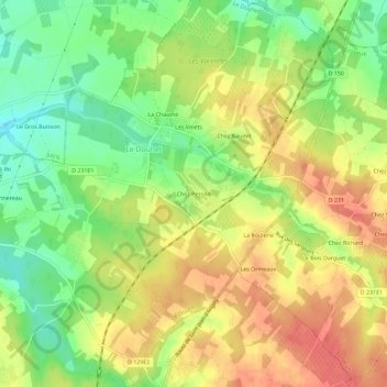 Chez Pesson topographic map, elevation, terrain
